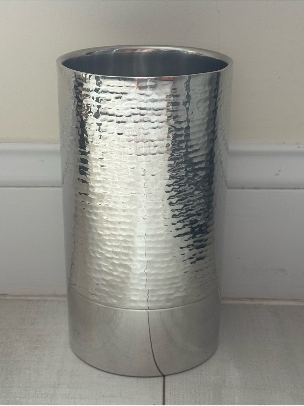 Crate & Barrel Graham Wine Cooler Hand-Hammered Stainless Steel🩶